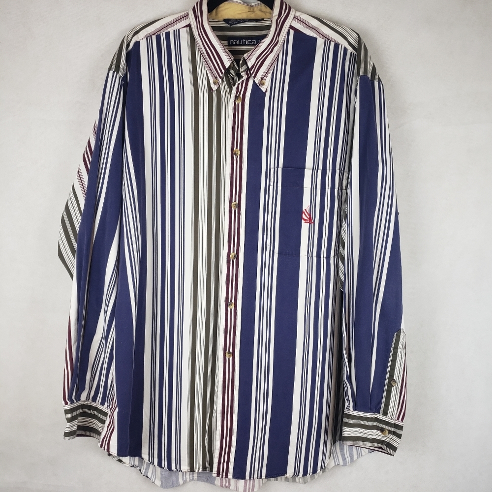 NAUTICA MENS VINTAGE XL STRIPED SHIRT